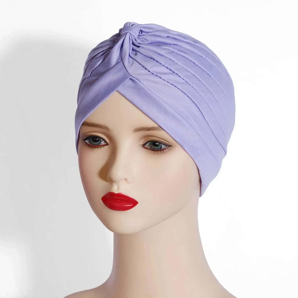 New Women Solid Color Hijab Turban Cancer Beanie Bonnet Inner Hijabs Cap Hair Loss Chemo Hat Elastic Head Cap Muslim Indian Hat