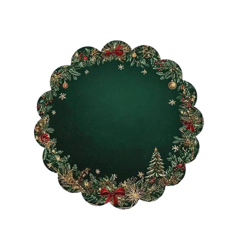 

1 шт. Подставки под тарелки для вечеринки с рождественским принтом, круглые кухонные салфетки для обеденного стола, полиэстер, 38x38 см 38x38cm