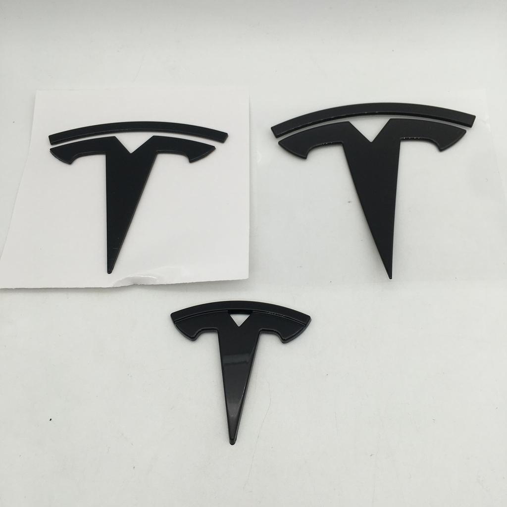1-3 Stück glänzend schwarz für Tesla Model 3 Mode Y Auto Frontemblem Heck Kofferraum Lenkrad Aufkleber Abzeichen Decal Styling