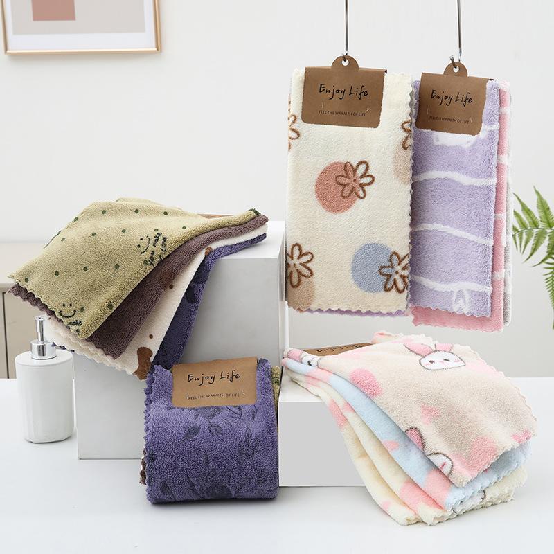 Rabbit Printed Small Towels Are Soft and Skin-friendly, Instantly Absorb Water and Do Not Shed Hair, Kitchen Rag