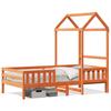 Solid Pine Wood Bed with Roof Wax Brown 75 x 190 cm