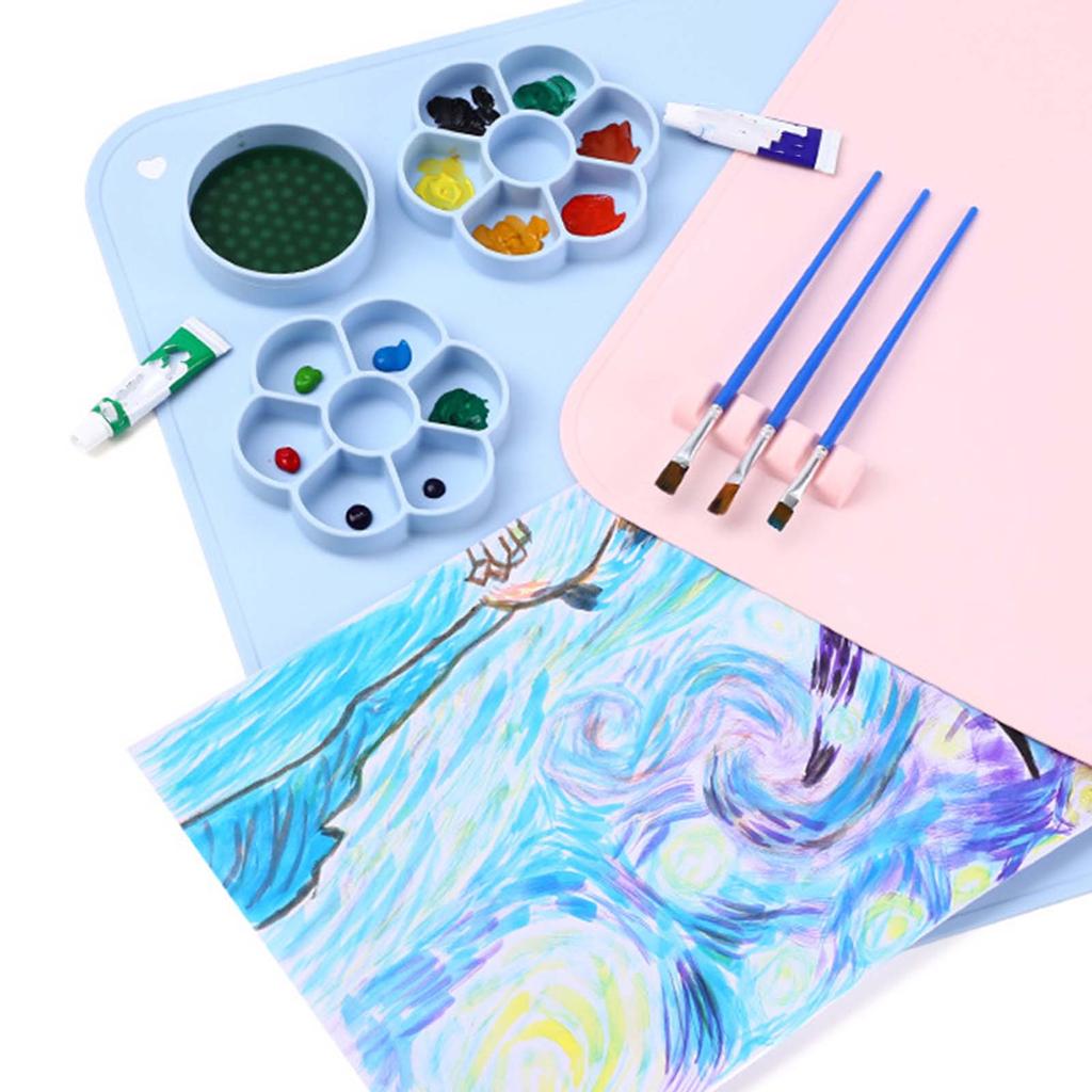 Silicone Craft Mat Multipurpose Silicone Art Mat Counter Mat Table Protector for Kids Painting DIY Clay Project Art Supplies