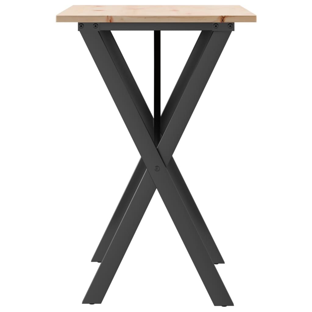 Dining Table X Frame 80 x 50 x 75 cm Solid Pine Wood and Steel