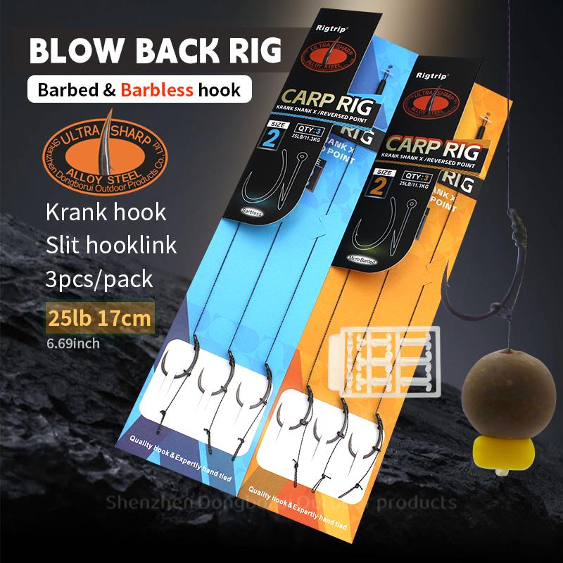 3pcs/pack Carp Fishing Blow Back Rig Barded And Barbless Hook Size 2 4 6 With Fishing Line Anti Tangle Sleeve Carp Fishing Terminal Tackle Accessories