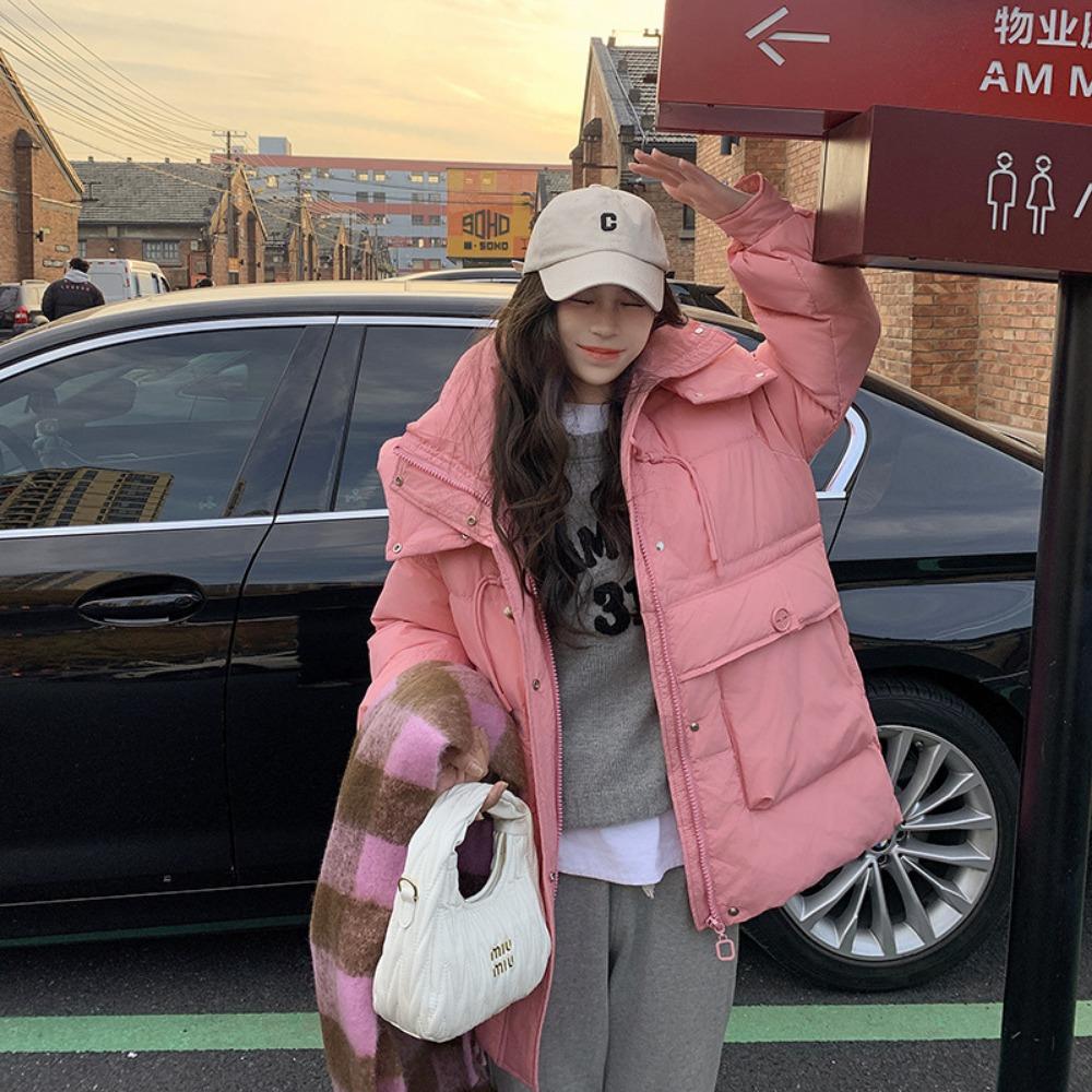 New Winter Medium and Long Fashion Cotton-padded Clothes Hooded Warm Loose Bread Clothes Coat Thick