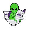 Collectible Alien Newspaper Reader Pin Alien Badge Pin Alloy Material for Daily