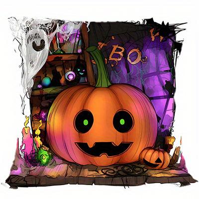 Short plush material pillowcaseHome Decor Halloween Pumpkins Ghosts Decorative Pillow Covers Pattern Cushion Cover Suitable fo