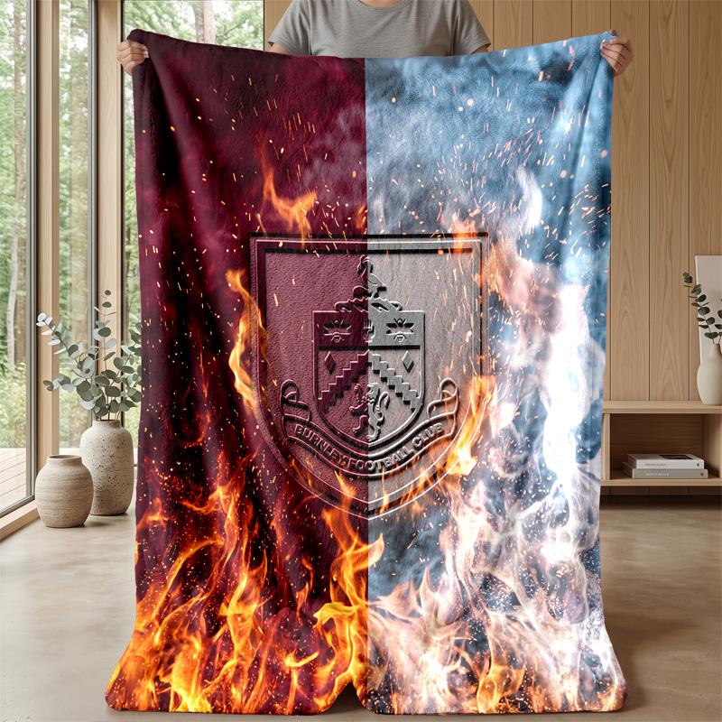Coperta in Flanella con Stampa Calcio Burnley, Coperta Morbida Calda Leggera per Divano Letto Campeggio