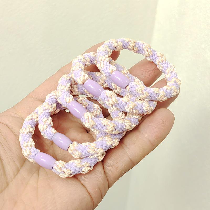 Women’s Cute Candy Color Elastic Braided Hair Ties with Leather Covers