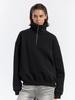 Felpa da Donna con Scollo a Polo a Manica Lunga Vestibilità Larga Streetwear Colore Unico Pullover con Mezza Zip