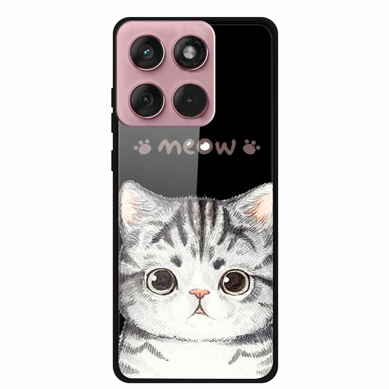 Für Motorola Edge 60 60s 5G Glas Hülle Cartoon Weicher Stoßfänger Hartes Gehärtetes Glas Rückseite Hülle Für Motorola Edge 60 Fusion Schale