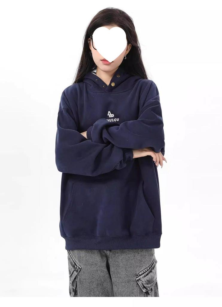 Women's American Style Retro Grey Hoodie - Spring & Autumn Casual Heavyweight Brand Sweatshirt Jacket