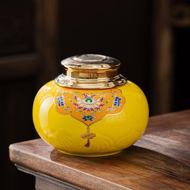 Shanshui Tea Caddy Ceramic Candy Jar Retro Household Large Nuts Coffee Beans Herb Storage Jar Kitchen Food Container Home Decor