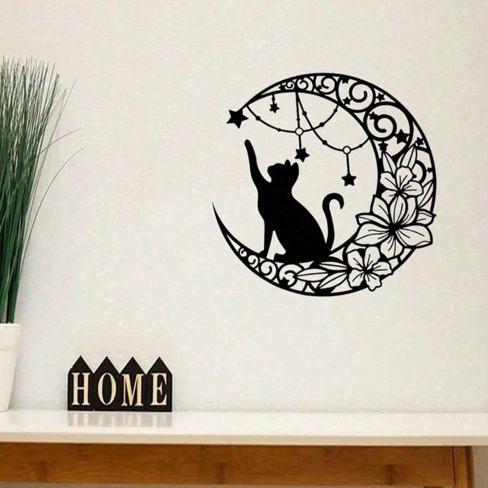 Gothic Black Cat Metal Wall Sculpture Spooky Halloween Indoor Outdoor Decor Gothic Home Garden Art Witchy Decor Unique Gift