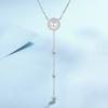 S925 Silver 0.5ct Moissanite Freshwater Pearl Pendant Tassel Necklace Korean Style Luxury Simple Design for Party Wear Best