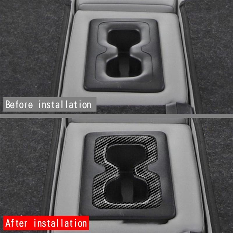 1 Piece Back Seat Water Cup Holder Panel Decoration Trim Frame Car Interior Rear Carbon Fiber For Mitsubishi Outlander