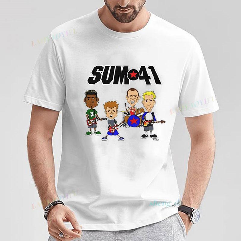 Rock Band Playera Sum 41  Unisexs T Shirts SUM41 Popular Punk Graphic Short Sleeve O Neck TShirt Casual Loose Clothes