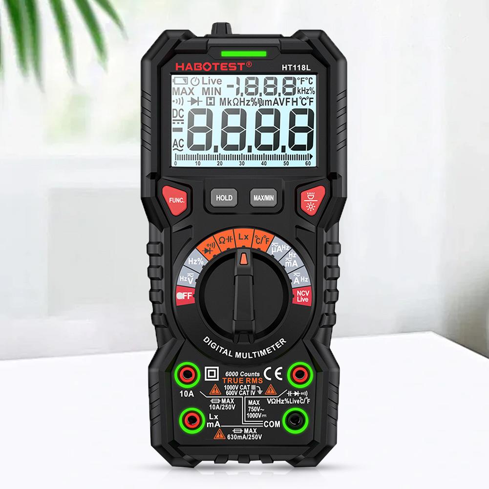 Digital Multimeter 6000 Counts DC/AC Ammeter Voltmeter Non Contact Voltage Detector LCD Voltage Current Tester Electrician Tools