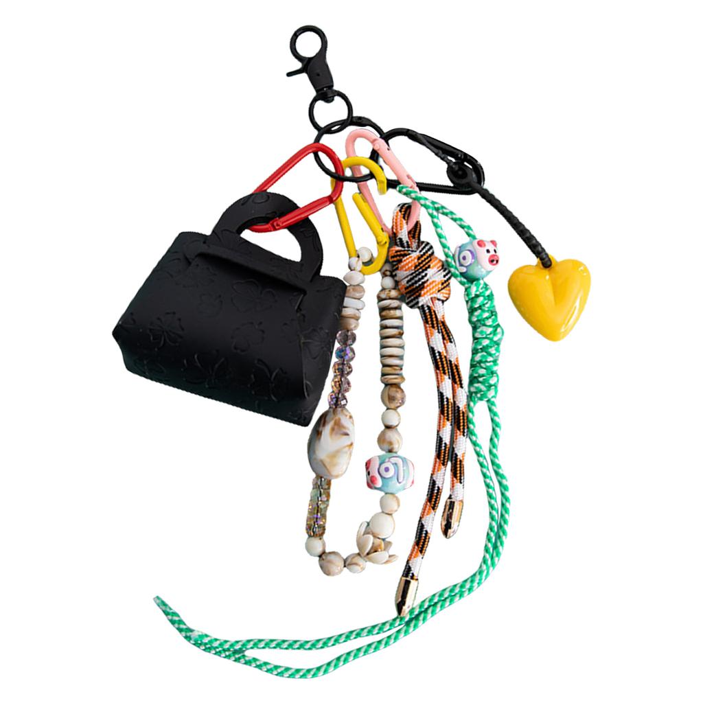 Stylish PU Leather Coin Purse Keychain with Handwoven Lanyard Handmade Keyring Bag Accessories for Urban Men and Women