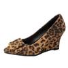 Fashion FHC New Suede Leather Wedges High Heels,Office Lady Working Shoes,Woman Pumps,Slip On,Pointed Toe,Black,Leopard,34-42,Dropship