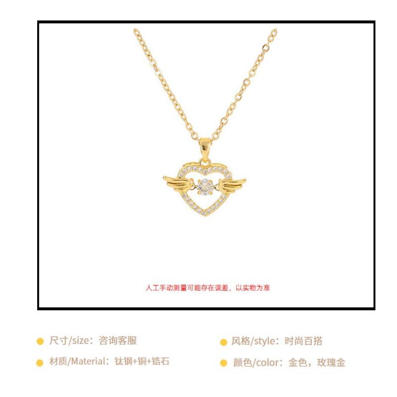 Fashion Simple Heart Wing Titanium Steel Clavicle Necklace Women