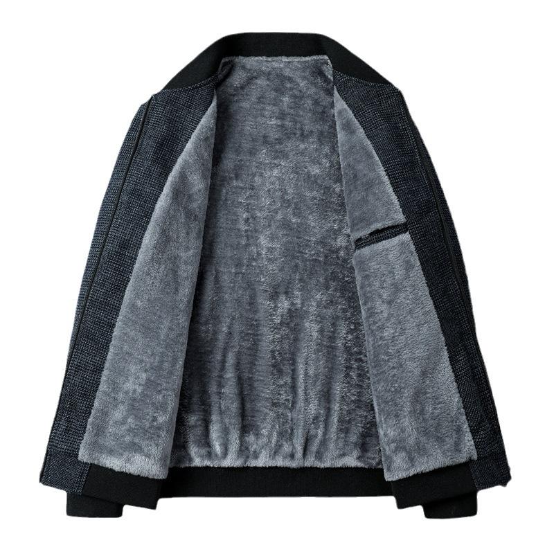 Spring and Autumn Casual Fleece Thickened Fashion Jacket Jacket Men's Baseball Collar Top Middle-aged Men's Dad
