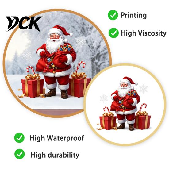 Christmas Window Clings Santa Claus Static Sticker, Reusable Waterproof PVC Decal, Decorative Holiday Scene Setting HD Printing for Home