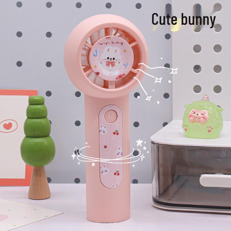 

Summer Panda Mini Turbo Handheld Fan - USB Rechargeable, Three-Speed, Strong Wind, Portable Student Fan Color box packaging + USB charging cable