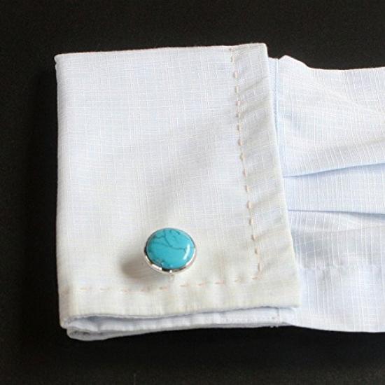 Kamakura Cufflinks Workshop Round Turquoise Cufflinks cf1740