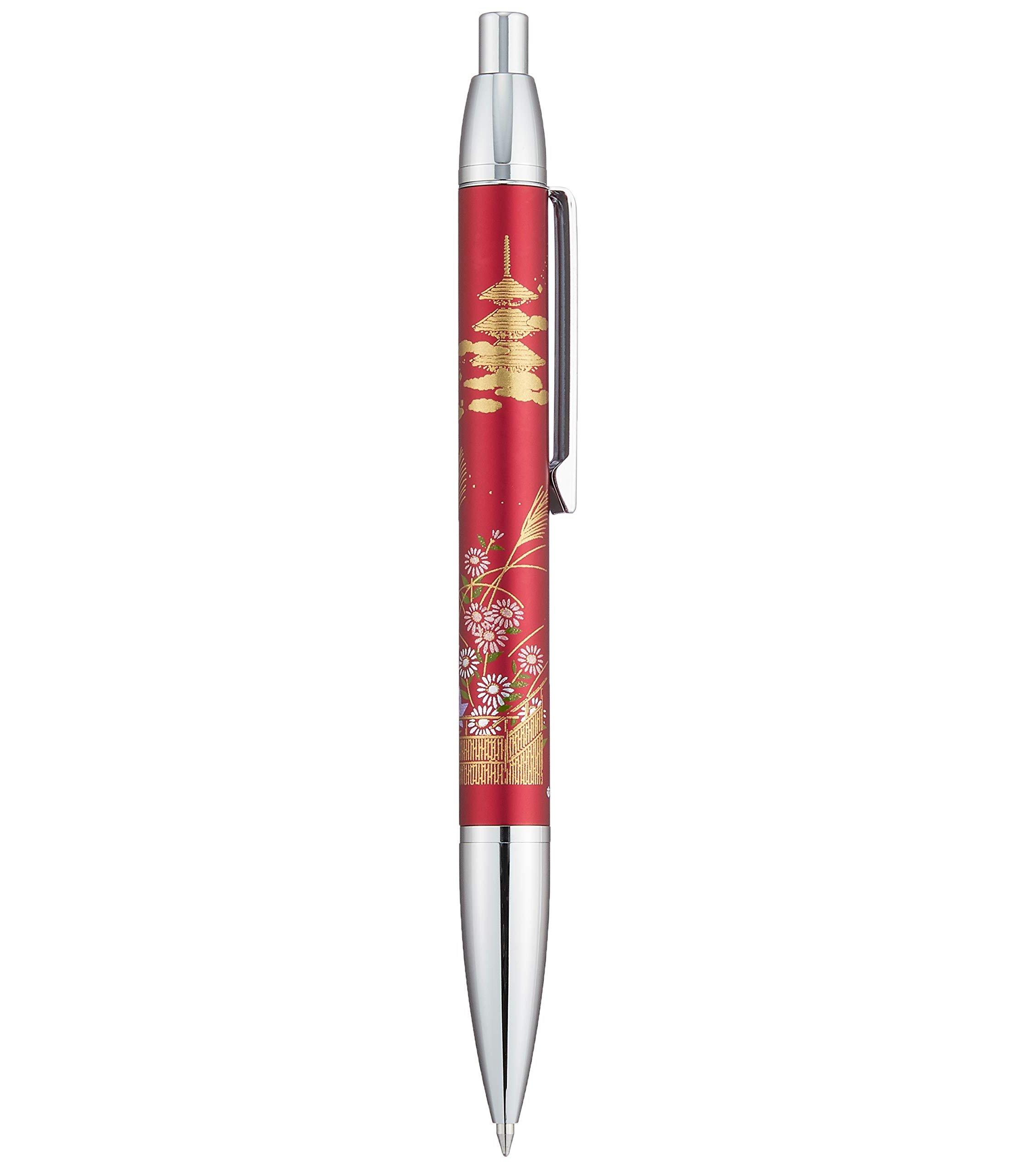 Sailor Fountain Pen Ballpoint Elegant Kyoto Autumn Grass Oil-based Pen, Maki-e Design, Red, 16-0367-230