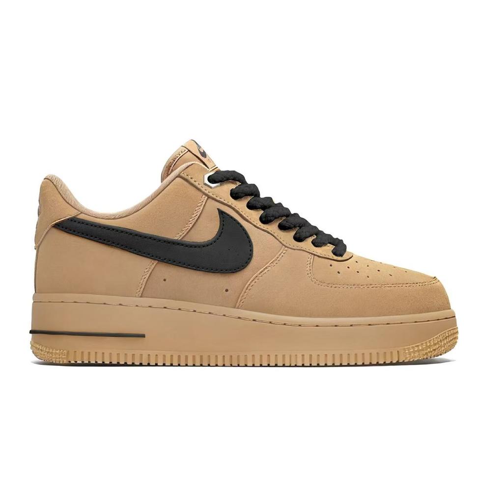 Nike Air Force 1 Clay Brown Jacquard Pattern Cow Leather Abrasion Resistant Lightweight Low Top Skateboard Shoes Unisex CJ9179-200(Team675-S-BOX)