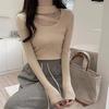 Maglione Base Rotondo Collo Alto Slim Fit Autunno Inverno Maglione a Maglia Top Irregolare a Maniche Lunghe Donna