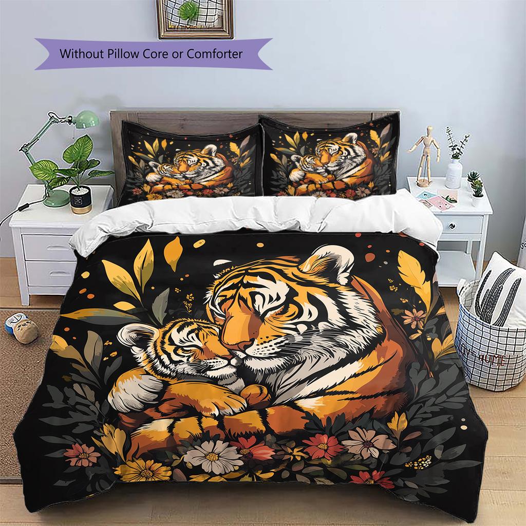 Hugging Animals  Pattern Bedding Quilt Set Quilt Cover Pillowcase Home Decoration  Gift (1 * duvet cover + 2 * pillowcase, without core)