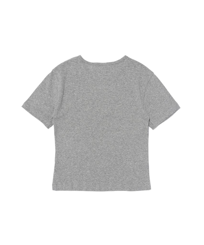OUNDERR Heart Lettering Crop Short Sleeve T-Shirt (Gray)