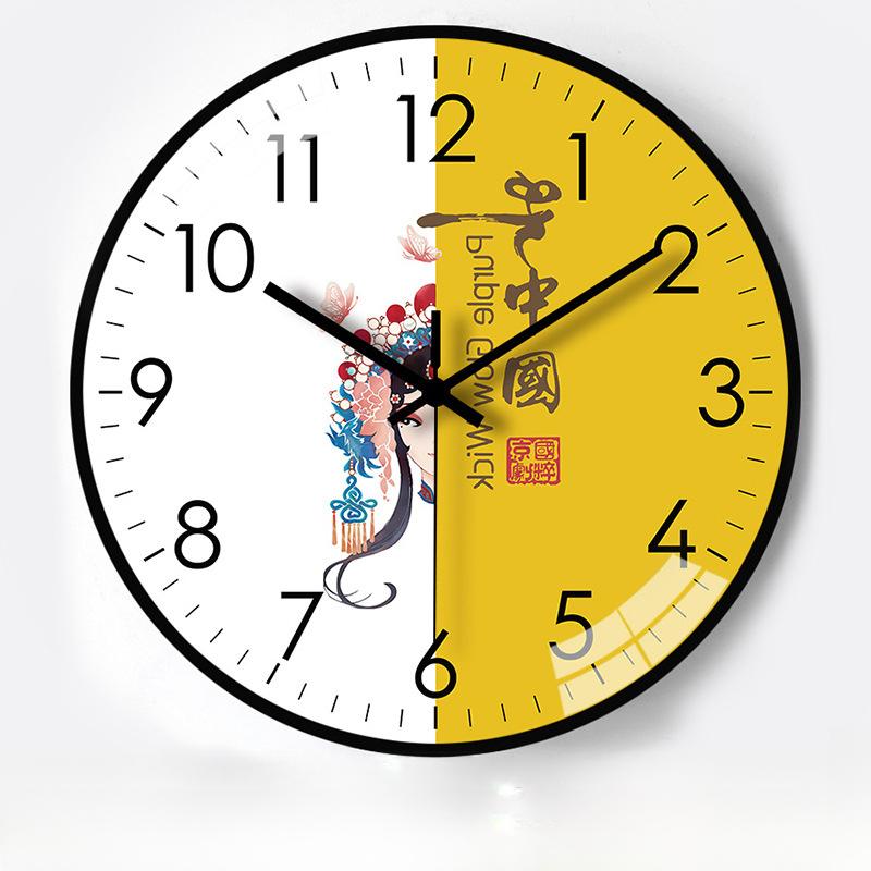 

10-дюймовые 25 см Пекинская опера Национальный стиль Домашние часы Настенные часы Часы для гостиной Автоматические часы с радиосигналом времени