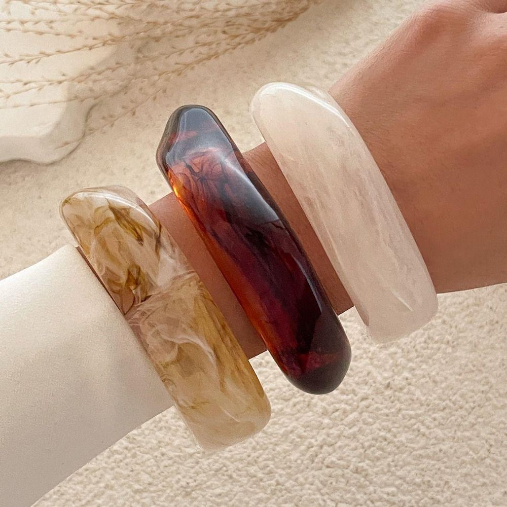 Europe American Style Irregular Wide Bracelet Bohemian Retro  Hand Ring Acrylic Bangle  Decoration