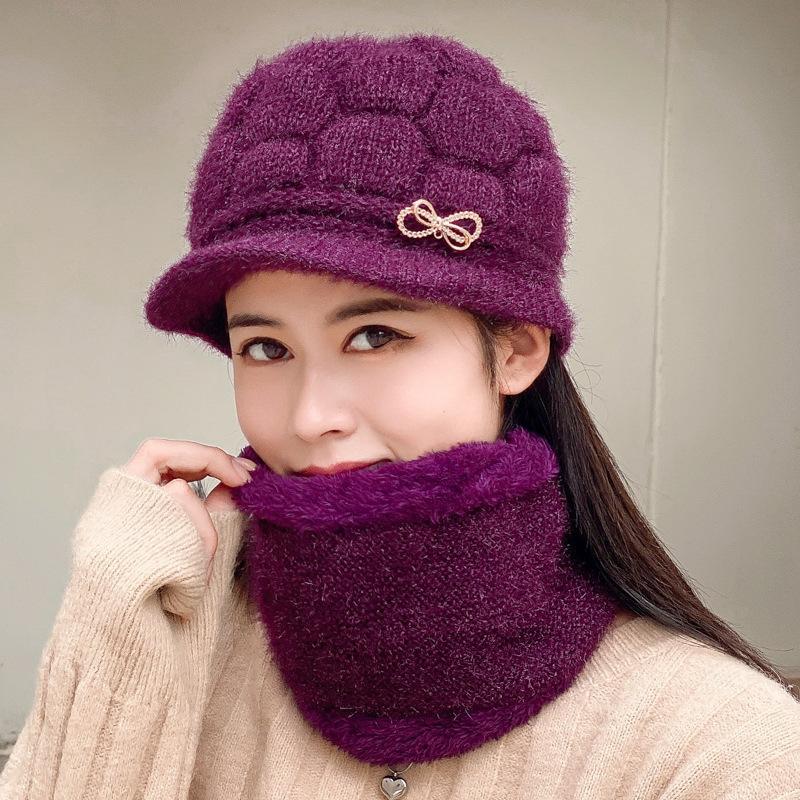 Autumn and Winter Hat Old Woman Warm Grandma Hat Mother Hat Old Lady Fleece Knitted Wool Hat