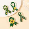 Sunflower Pattern Red Ribbon Theme Lapel Pins Green Disability In Visible Enamel Brooches For Disabled Person