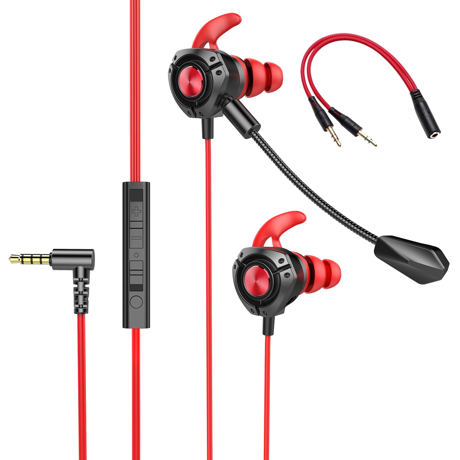 

Wired Gaming Earphones with Mic Improved Gaming Headset with Compatible with and Switch [2025 Model] 3.5mm In-Ear Microphone, Skype, Zoom, In-Ear
