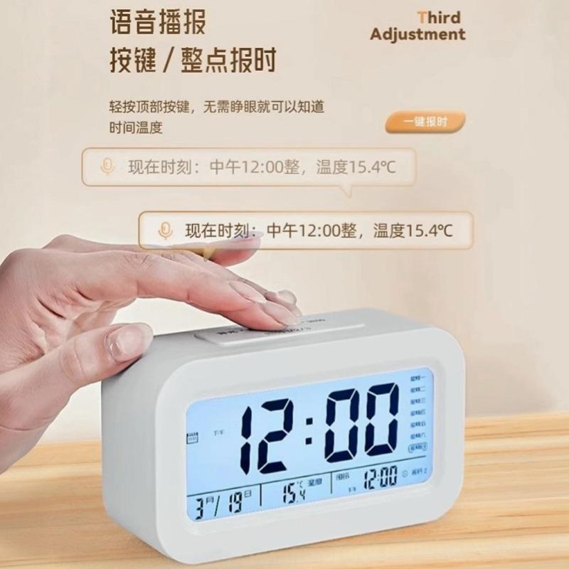 Creative Big Ringtone Electronic Alarm Clock Student Wake-up Alarm Watch Multifunctional Temperature and Date Bedside Clock