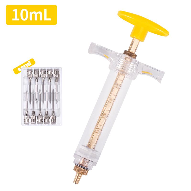 Veterinary Plastic Steel Animal Syringe with 10pcs Needle Pig Cattle Sheep Chickens Farm Livestock Vaccine Syringe 10-100ML