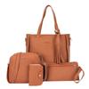 4pcs/set Tassel Women Crossbody Bag Large Capacity Handbag Fashion PU Leather Shoulder Bag  Travel