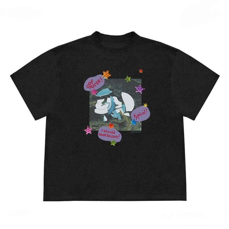 

Creative Printed Pure Cotton T-shirt Men and Women with The Same Round Neck Cotton Short-sleeved T-shirt Funny Kawaii Clothes 4XL