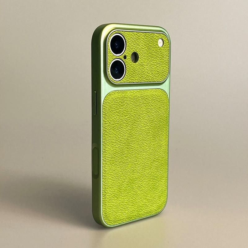 Hard Leather Plating Case for iPhone 17 Air 16 15 14 13 Pro Max Shockproof Matte Candy Color Armor Business Phone Cover