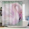 Pink Flamingo Shower Curtain Bathroom Decor Artistic Print Waterproof Fabric Bathrooms Home Decoration Green Gradient