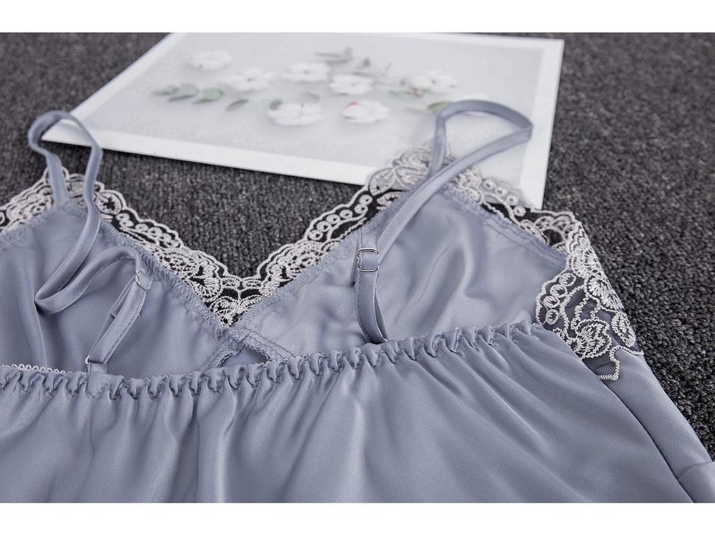 Yao Ting Satin Chiffon Five-Piece Pajama Set: Ice Silk, Casual, Sexy, with Chest Pads for Spring/Summer