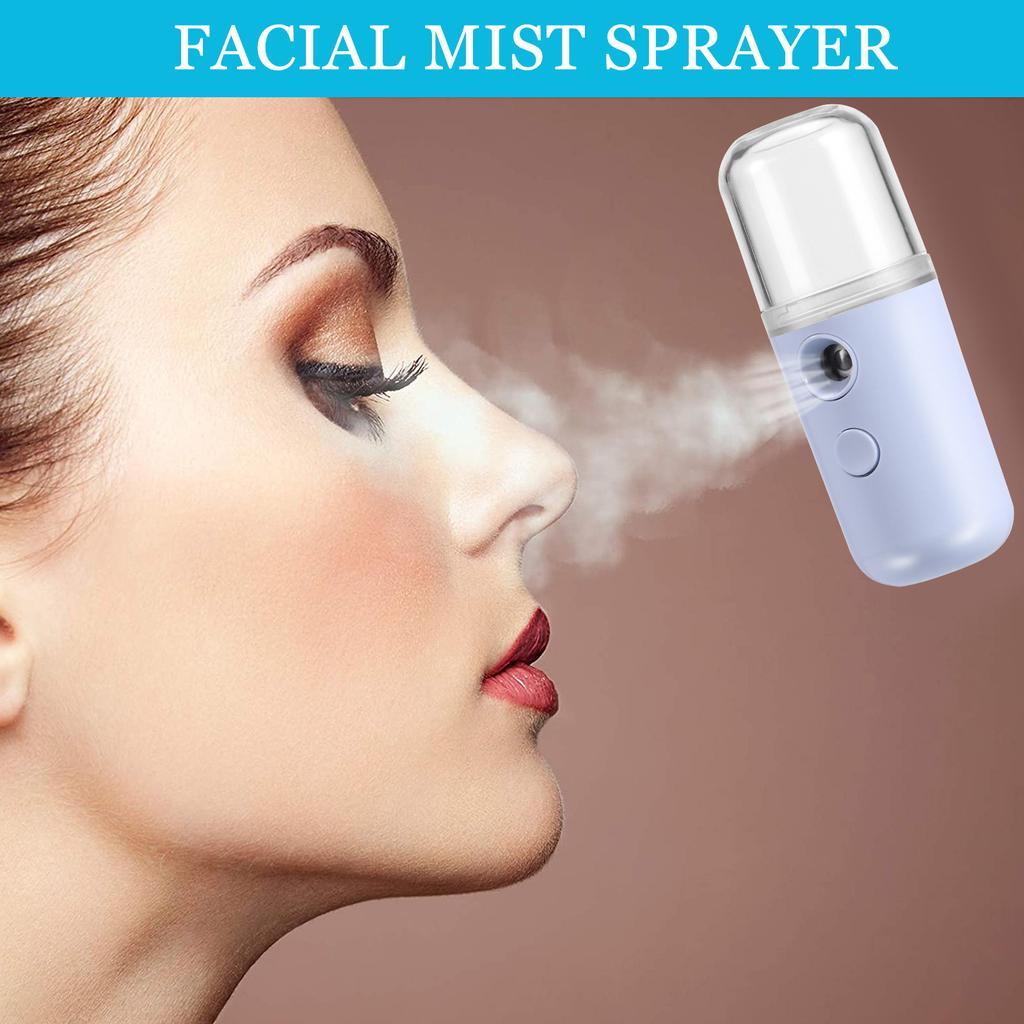 2Pcs USB Charging Facial Mister Portable Nano Mist Spray Humidifier Beauty Spray for Salon Spa Yoga