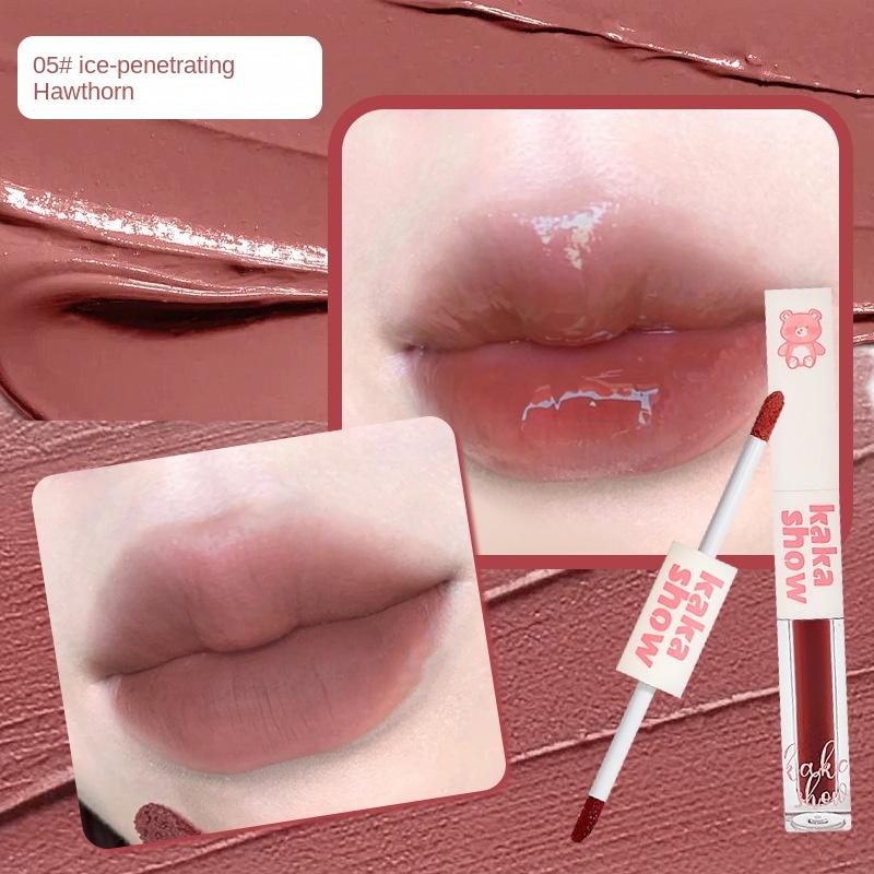 

Double Happy Lip Glaze Матовая глазурь для губ Water Glow Блеск для губ 2-в-1 Увлажняющая помада для губ 2.2g+2g