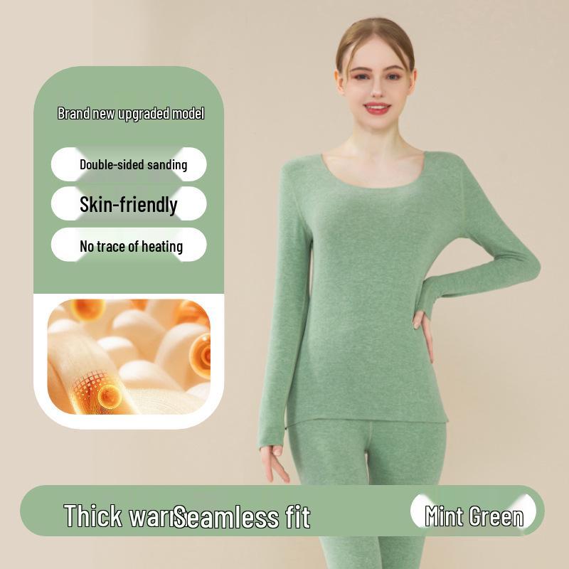 2025 Neue Wolle Seide Doppelseitiges Fleece Unterwäsche Set für Damen und Herren - Warme Herbstkleidung