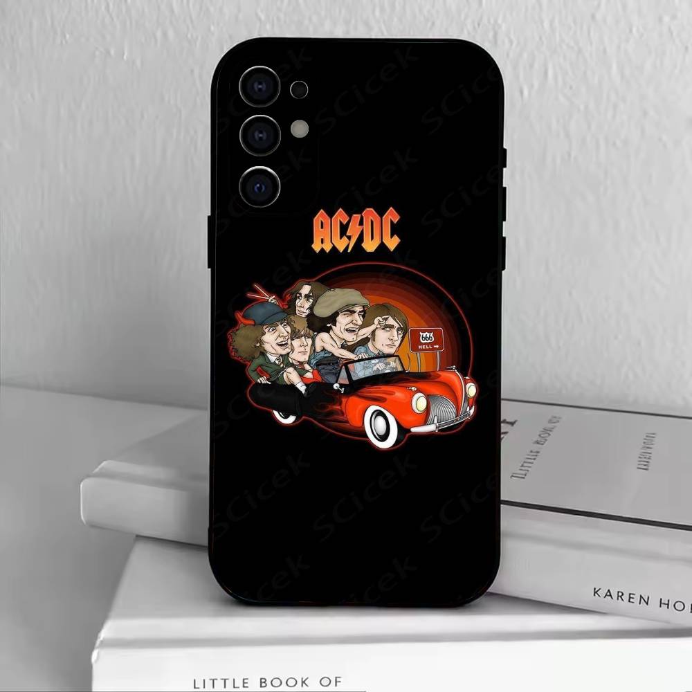 AD AC DC Phone Case Black Silicone Soft For Samsung S25,S24,S21,S22,S23,S30,Ultra,S20,Plus,Fe,Lite